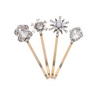 Homoyoyo 4pcs Rhinestone Bobby Pins with Simulation Pearls Vintage Hair Barrettes for Women Elegant Side Slide Clips Decorative Accessories for Special Events and Daily Wear