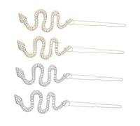 Homoyoyo 4pcs Rhinestone Snake Hair Clips for Women Vintage Style Bang Clips Hairdressing Accessories No Crease Marking Elegant Hairpins for Daily and Special Occasions