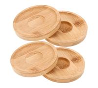 Homoyoyo 4pcs Rotating Whiskey Glasses Coasters Bamboo Wood Base Playful Spin Drinkware Holder Fit for Bars Parties Enhancing Social Drinking Experience