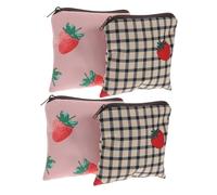 Homoyoyo 4Pcs Sanitary Pad Bag with Zipper Portable Period Napkin Organizer for Women Ladies Cute Cartoon Design Compact Storage Pouch for Pads and Cosmetics