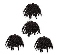 Homoyoyo 4pcs Short Bob Crochet Braids Hair Extensions for Women Synthetic Curly Hair Pre-Stretched for Twists and Braiding Styles