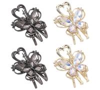 Homoyoyo 4Pcs Small Butterfly Hair Claw Clips Set with Rhinestone Sparkle, Metal Mini Hair Claws for Side Bangs Styling, Vintage Decorative Barrettes for Women in Gold and Gun Black