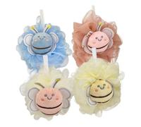 Homoyoyo 4pcs Soft Animal-Shaped Shower Loofah for Boy Girl and Gentle Back Scrub Bath Balls with Cute Bee Design Soft and Delicate Texture for Sensitive Skin Fun Bath Essentials