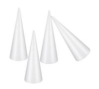Homoyoyo 4pcs Solid Foam Cones for DIY Crafts, Lightweight White Foam Cones, Comfortable to Touch, Simple Elegant Design, for Decorating Bookshelves and Wedding Arrangements
