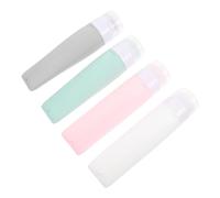 Homoyoyo 4Pcs Squeezable Travel Bottles Set Refillable Empty Containers for Lotion Shampoo Durable Silicone Cosmetic Dispensers Lake Blue Soft Pink Milk White Grey Green
