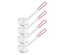 Homoyoyo 4pcs Stainless Steel Skimmer Scoop with Handles Small Multifunctional Food Strainers for Deep Fryer Noodle Colander Spoons Milk Tea Pearl Strainers for Kitchen and Outdoor Cooking