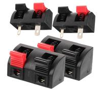 Homoyoyo 4pcs Stereo Speaker Wire Connectors Plastic Metal Terminal Clips with Red Black Poles for Reliable Audio Wiring and Easy Positive Negative Identification