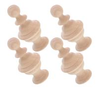 Homoyoyo 4pcs Unfinished Wood Finials 6x12cm, Carved Decorative Post Caps for Bed Posts, Curtain Rods, Staircases, Indoor Wood Furniture Decoration