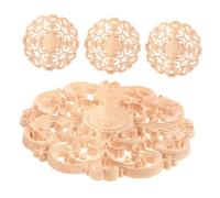 Homoyoyo 4pcs Unpainted Wood Carved Appliques Round Corner Decorative Onlays for DIY Furniture Door Cabinet Natural Wood Grain Crafting
