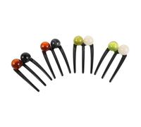 Homoyoyo 4pcs Vintage Beaded U Shaped Hair Pins French Twist Hair Forks for Women Classic Green White Black for Buns Updos and Daily