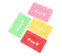 Homoyoyo 4pcs Vintage Blank Cassette Tapes Set Hard Cases Diy Audio Recording for Home Party Wall Decoration Red Pink Light Green Yellow