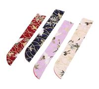 Homoyoyo 4pcs Vintage Style Japanese Folding Handheld Fan Sleeve Cover Pouch for Handheld Fan Cases Holder Floral Pattern