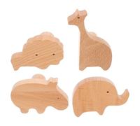 Homoyoyo 4pcs Wood Animal Wall Hooks for Hanging Coats Hats Bags Sturdy Wooden Hooks for Nursery Decor and Organizer with Whimsical Lion Elephant Giraffe Hippo Designs