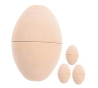 Homoyoyo 4pcs Wooden Easter Eggs Unpainted DIY Crafts for Easter Decorations Hollowed Wooden Eggs for Creative Art Projects for Painting Unique Designs