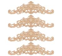 Homoyoyo 4pcs Wooden Onlay Applique Wood Carving Decal Lightweight Decorative Carving Patterns Classic Taste for Cabinet Mirror Decoration