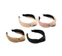 Homoyoyo 4Pcs Woven Decorative Hairbands for Women Beach Headbands with Bright Luster Lightweight Braided Raffia Hair Accessories for Daily Styling Face Washing and Parties in Black Yellow