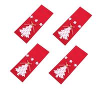 Homoyoyo 4pcs Xmas Felt Cutlery Pouches Lightweight Utensil Covers for Christmas Party Table Decoration Festive Red Plaid Design