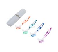 Homoyoyo 4sets Portable Denture Cleaning Brush with Ergonomic Dual-Angle Heads and Travel Storage Case Precision Retainer Toothbrush Cleaner for False Teeth Aligners Braces Maintenance