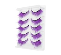 Homoyoyo 5 Pairs Colored Curly Manga False Eyelashes Artificial Fiber Wispy Makeup Extensions for Cosplay Halloween Party Stage Reusable Fake Lashes
