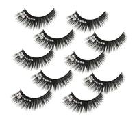 Homoyoyo 5 Pairs Fake Eyelashes with Diamond Lash Gems Thick Long Strip Lash Extensions for Latin Dance Performance Stage Makeup Eye Decor Easy to Apply for Women
