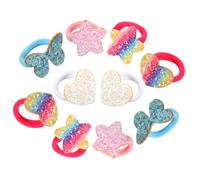 Homoyoyo 5 Pairs Glitter Sparkle Hair Ties for High Elasticity Rainbow Gradient Sequin Hair Bands Soft No Damage Ponytail Holders for Party and Daily Use
