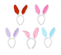 Homoyoyo 5 Pcs Plush Rabbit Ear Hairhoops Party Headbands with Light Weight and Beautifully Decorated Assorted Colour Accessories for Theme Parties and Stage Performances Random Color