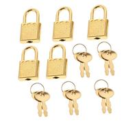 Homoyoyo 5 Sets Vintage Style Pirate Treasure Chest Padlocks with Keys Heavy Duty Metal Cabinet Locks for Theft Safety Latches for Cash Boxes and Cupboards Gold Tone