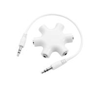 Homoyoyo 5-way Headphone Splitter 3.5mm Audio Adapter for Sharing Music Snowflake Design White Color for Home and Travel