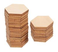Homoyoyo 50pcs Beige Beech Wooden Hexagonal Pieces for Creative Handcrafts and Christmas Decorations, Strong and Safe to Use Unfinished Wood Shapes for DIY Crafts