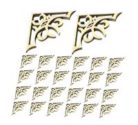 Homoyoyo 50pcs DIY Wooden Corner Onlay Applique Vintage Style Wood Slice Decor for Scrapbook Photo Album Notebook and Stylish Wooden Edge Protectors for Creative Craft Projects
