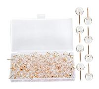 Homoyoyo 50Pcs Transparent Rose Gold Push Pins Thumbtacks for Cork Boards Bulletin Boards Map Markers Office and Home Use Easy to Store Safe Design