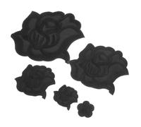 Homoyoyo 5pcs Black Iron Rose Flower Fabric Patches for Clothes Applique for Jackets Jeans Hats Shoes Bags Creative DIY Clothing Repair