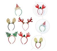 Homoyoyo 5Pcs Christmas Hair Hoops Xmas Headdresses with Red Santa Hat Pink Reindeer Antlers Gold Snowflake Christmas Tree for Adults Party Costume