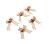 Homoyoyo 5pcs Christmas Style Linen Bowknot Hanging Ornaments 13cm Berry Red Xmas Festival Decor for Tree Wreath Garland