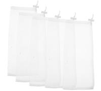 Homoyoyo 5pcs Drawstring Bird Feeding Bags for Wild Birds 12x28cm Polyester Hexagonal Mesh Sock Feeder Pouches Hanging Finch for Outdoor Backyard Use