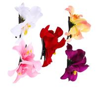 Homoyoyo 5pcs Flower Hair Clips Small Decorative Hairpins for Women Multi-color Orchid Barrettes Bohemian Style Hair Accessories for Beach Vacation and Daily Wear