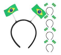 Homoyoyo 5pcs Green Soccer Spirit Headbands for Fans, Foldable Elastic Felt and Pp Material Hair Accessories, Special Sports Design for Outdoor Soccer Spirit Headbands Events and Sports