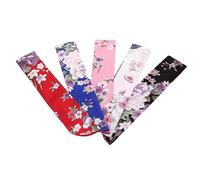 Homoyoyo 5pcs Japanese Style Folding Fan Bags Lightweight Portable Silk Cloth Hand Fan Cases with Vintage Floral Design for Storage and Packaging in Pink Blue Red Black White