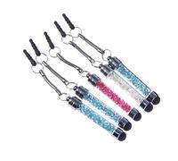 Homoyoyo 5pcs Luxury Mini Phone Pendant Rhinestone Stylus Pens with Silicone Tip Aluminum Body Crystal Decoration for Touch Screen Devices, for Carrying in Phone Or Bag Random Color