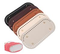 Homoyoyo 5pcs Oval Pu Leather Handbag Base Shaper 10x22cm 52 Holes Black Crochet Bag Bottom Inserts for DIY Knitting Tote Purse Making