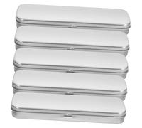 Homoyoyo 5pcs Rectangular Metal Pencil Case Frosted Single Layer Iron Tinplate Pen Box for School Supplies Storage for Pens Pencils and Erasers Silver