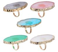 Homoyoyo 5pcs Resin Agate Manicure Nail Ring Palette for Nail Art Color Mixing Wearable Art Tool Set for Professional Manicurists and Salons