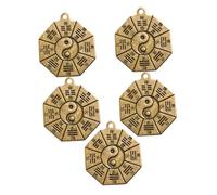 Homoyoyo 5pcs Retro Brass Eight-diagram Pattern Pendants for Exorcism and Feng Shui Decoration Multipurpose Taoist Yin Yang Bagua Charms for Keychains and Necklaces Chinese Culture Themed
