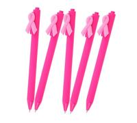 Homoyoyo 5pcs Ribbon Ballpoint Pens Pink Charity Cancer Awareness Smooth Ink Writing Pens for Students Volunteers Fundraising Support