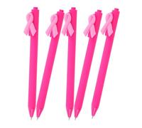 Homoyoyo 5pcs Ribbon Shaped Ballpoint Pens for Students Charity Fundraising Support Smooth Ink Flow Comfortable Grip Creative Decorative Writing Instruments for Volunteers and Cancer