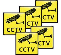 Homoyoyo 5pcs Security Warning Signs Video Sign Adhesive Sticker Yellow Strong Adhesion Remind Property Is under Monitored for Wall and Place with Cctv Cameras