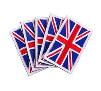 Homoyoyo 5pcs UK Flag Sew Patches Handmade Embroidered British Union Jack Hook and Loop Badges for Shirts Coats Backpacks DIY Crafts Thick Fabric