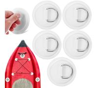 Homoyoyo 5pcs White D Ring Pvc Patches for Kayak Paddle Board Inflatable Boat Repair, Waterproof Surfboard D Ring Pads Accessories for Outdoor Water Sports
