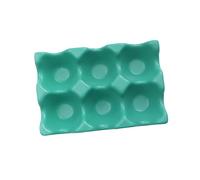 Homoyoyo 6 Grids Ceramic Egg Tray Shockproof Anti-Slip Egg Storage Container for Kitchen Refrigerator (Green)