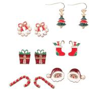 Homoyoyo 6 Pairs Creative Christmas Earrings for Women and Teen Lightweight Alloy Studs with Festive Holiday Designs Non Fading Ear Decorations for Seasonal Charm and Everyday Wear